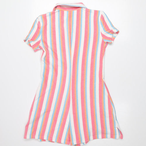 Peppermayo Women’s Multicoloured Striped Cotton Collared Short Sleeve Playsuit Size 10