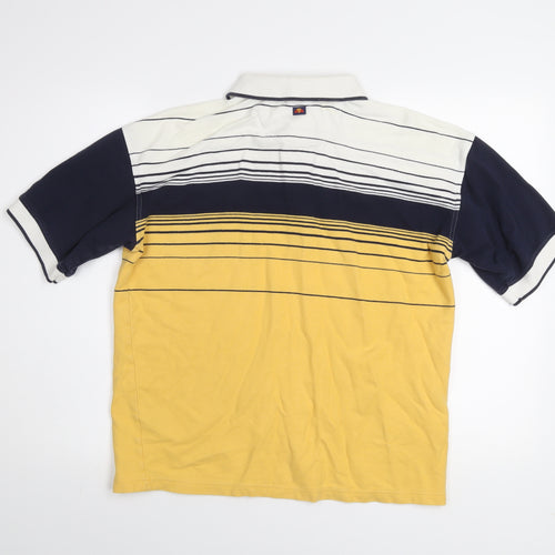 Ellesse Men's Multicoloured Striped Polo Shirt M Regular Fit Cotton