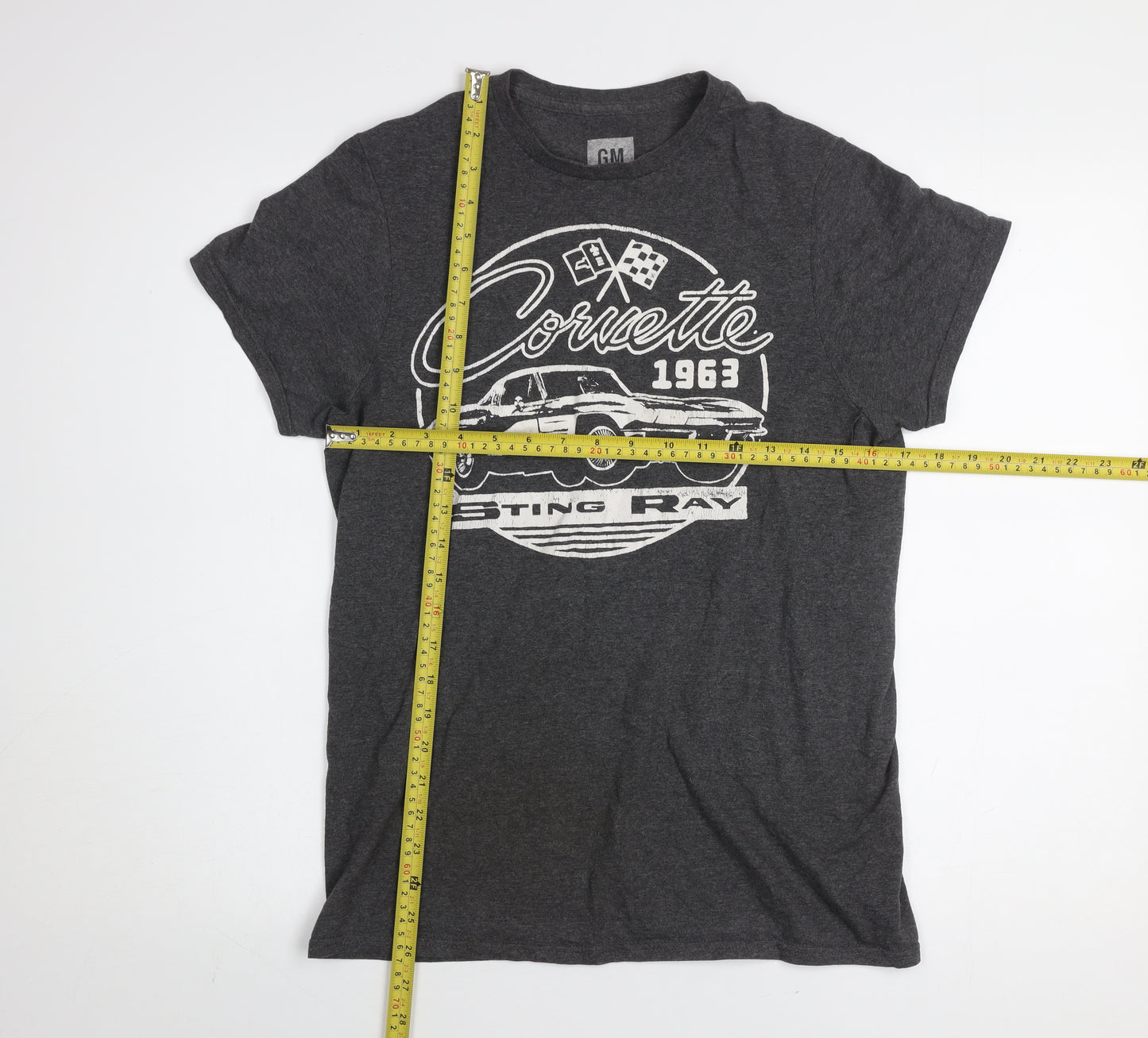GM Corvette 1963 Sting Ray Men's Charcoal Graphic T-Shirt Small