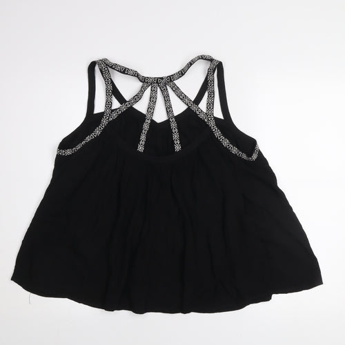 New Look Womens Black Size 14 Viscose Strappy Bohemian Camisole Top