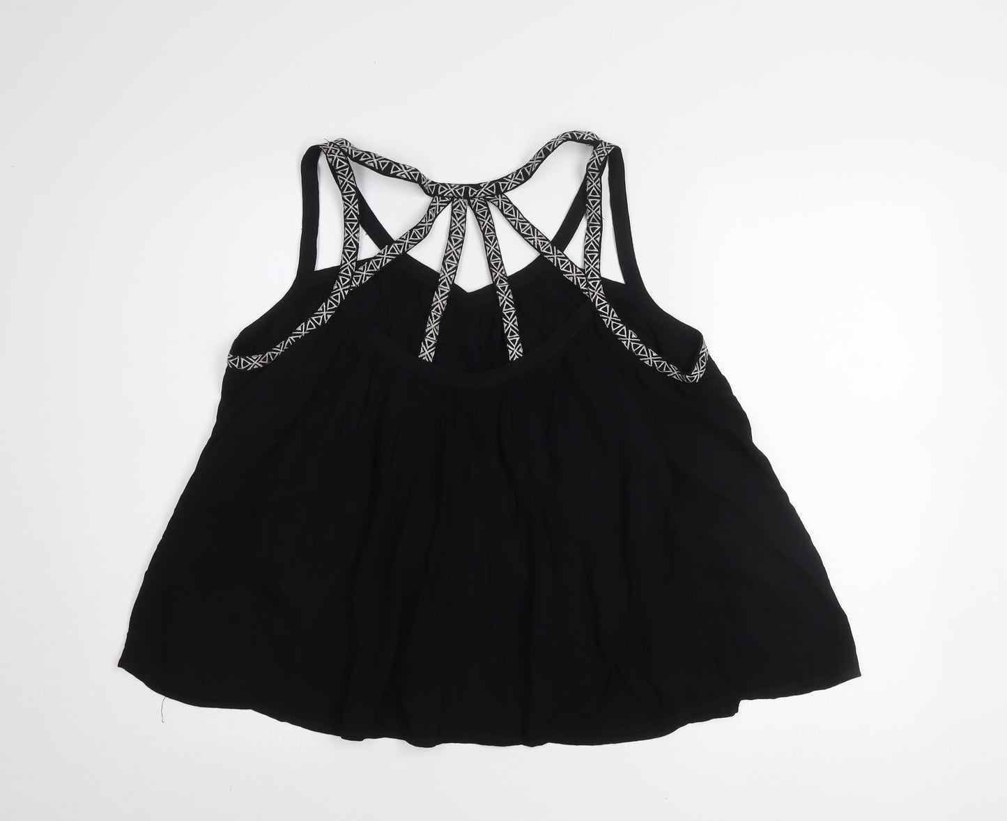New Look Womens Black Size 14 Viscose Strappy Bohemian Camisole Top
