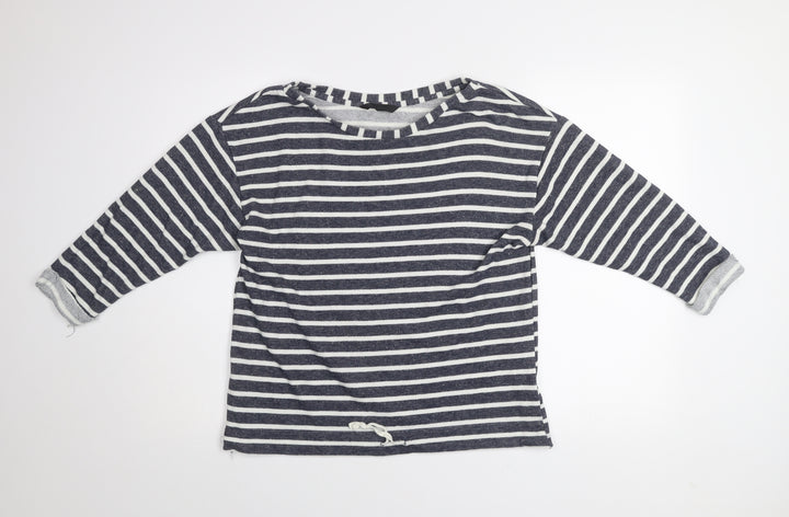 Dunnes Stores Women’s Navy Stripe Pullover Sweatshirt Medium Cotton Blend