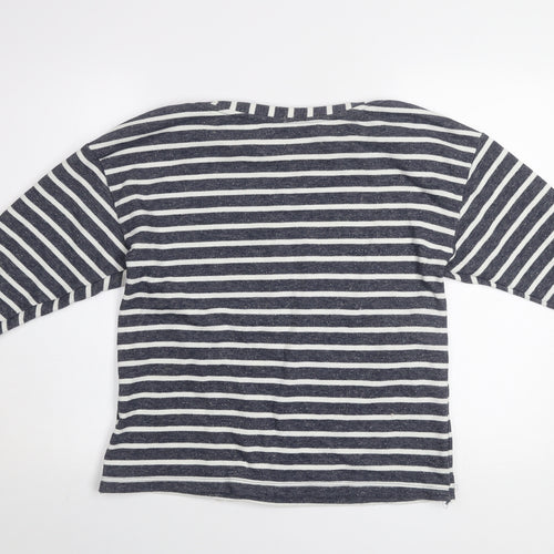 Dunnes Stores Women’s Navy Stripe Pullover Sweatshirt Medium Cotton Blend