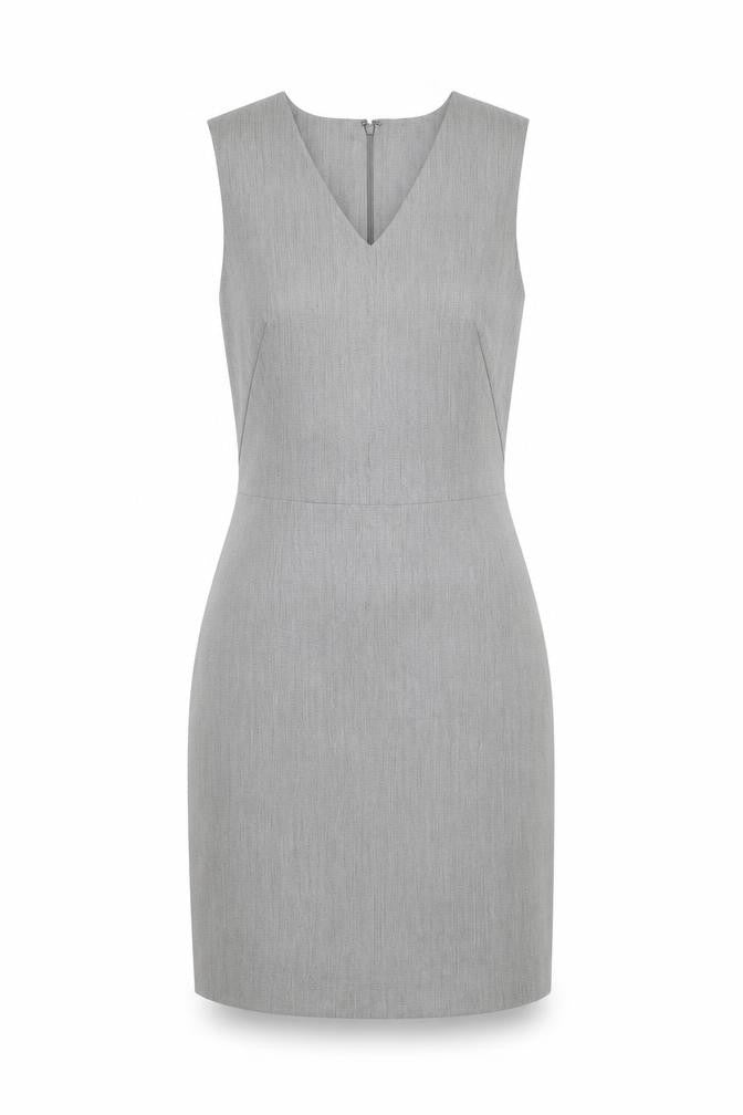 Next Women Grey Sheath Work Dress Size 10 Sleeveless V-Neck