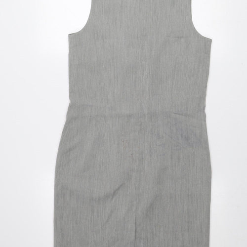 Next Women Grey Sheath Work Dress Size 10 Sleeveless V-Neck