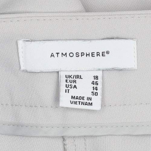 Atmosphere Women Beige Cropped Trousers Size 18 Polyester Wide-Leg