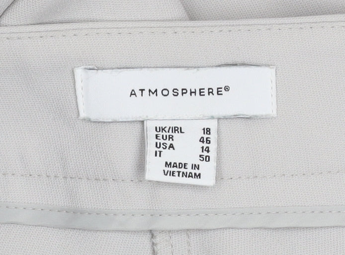 Atmosphere Women Beige Cropped Trousers Size 18 Polyester Wide-Leg