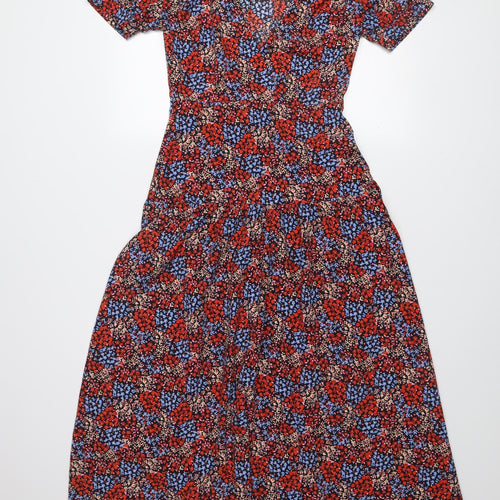 Topshop Women's Multicoloured Floral Midi Dress Size 6 Fit & Flare