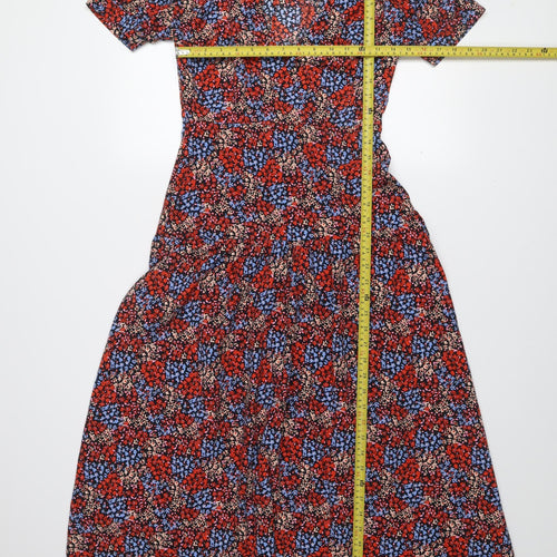 Topshop Women's Multicoloured Floral Midi Dress Size 6 Fit & Flare