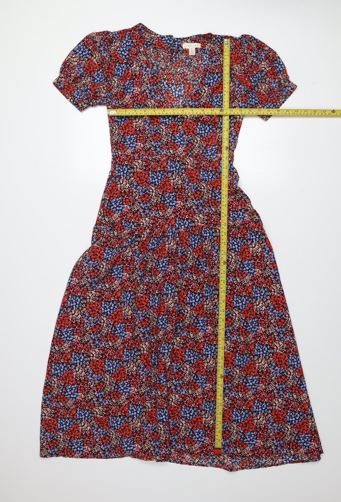 Topshop Women's Multicoloured Floral Midi Dress Size 6 Fit & Flare