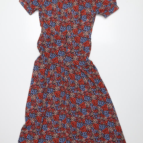 Topshop Women's Multicoloured Floral Midi Dress Size 6 Fit & Flare