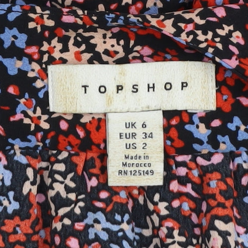 Topshop Women's Multicoloured Floral Midi Dress Size 6 Fit & Flare