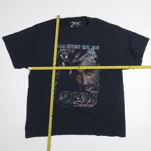 2PAC Mens Black Medium Graphic Hip Hop Band T-Shirt