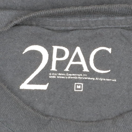 2PAC Mens Black Medium Graphic Hip Hop Band T-Shirt