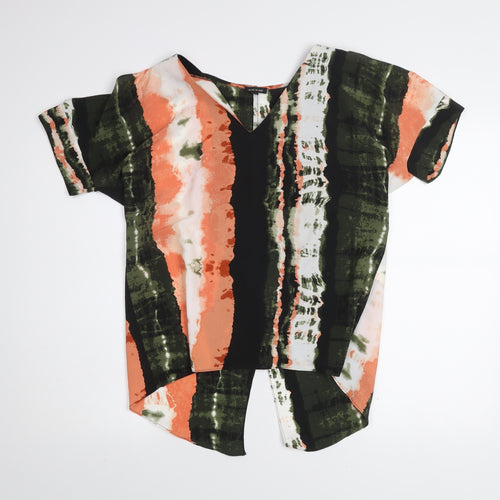 River Island Women's Multicoloured V-Neck Tunic Blouse Size 8