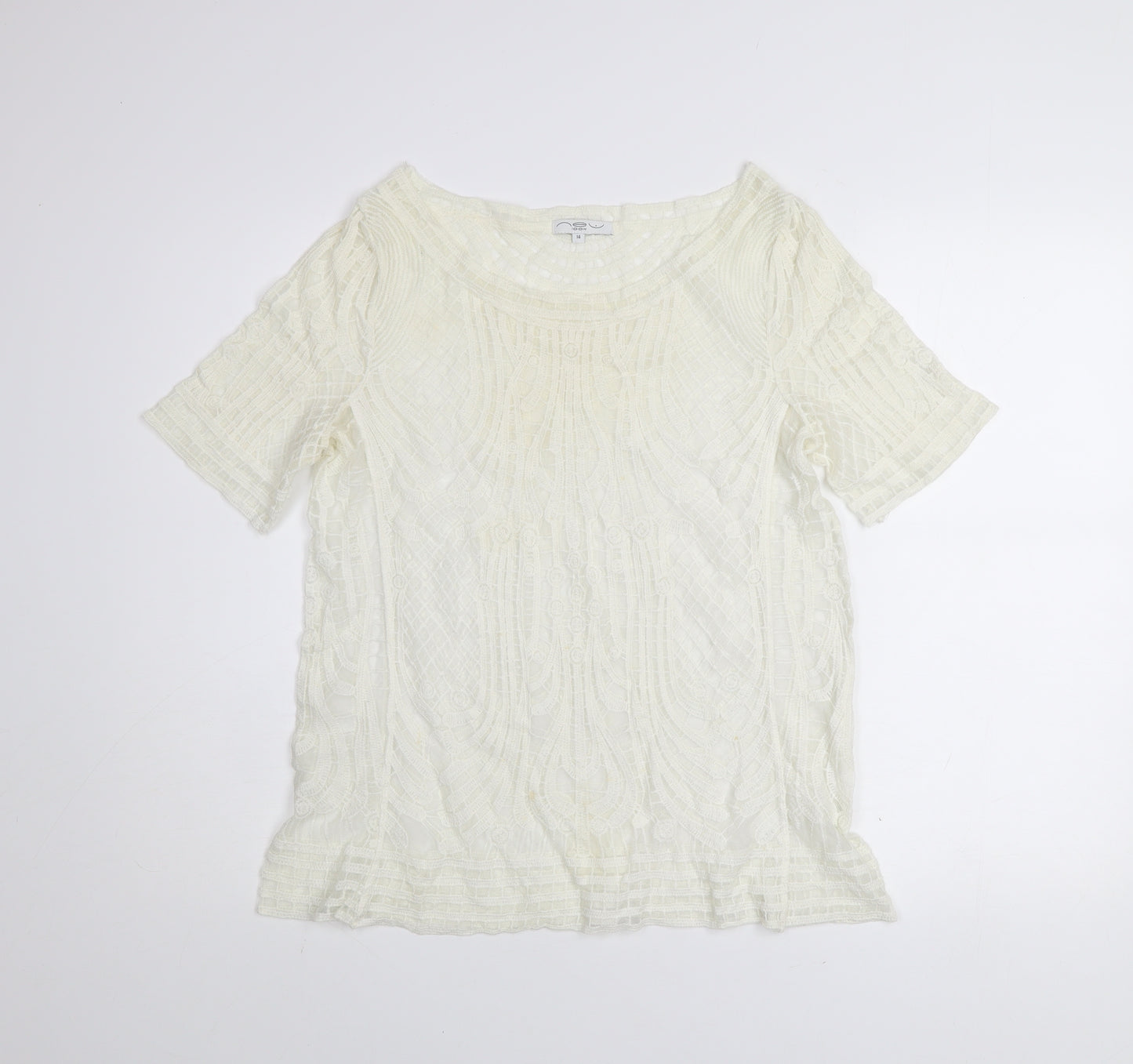 New Look Women’s Ivory Lace Tunic Blouse Size 14