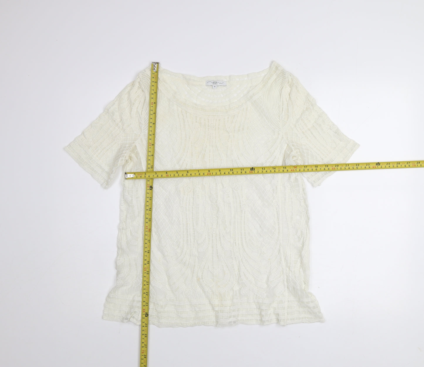 New Look Women’s Ivory Lace Tunic Blouse Size 14