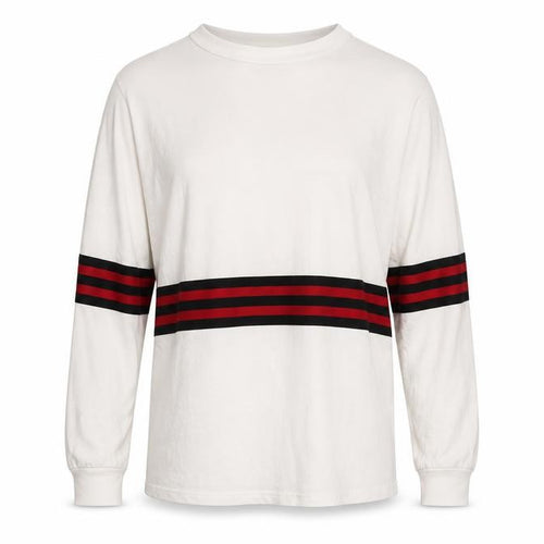 Nasty Gal Women’s White Long Sleeve Stripe Crew Neck T-Shirt UK 12