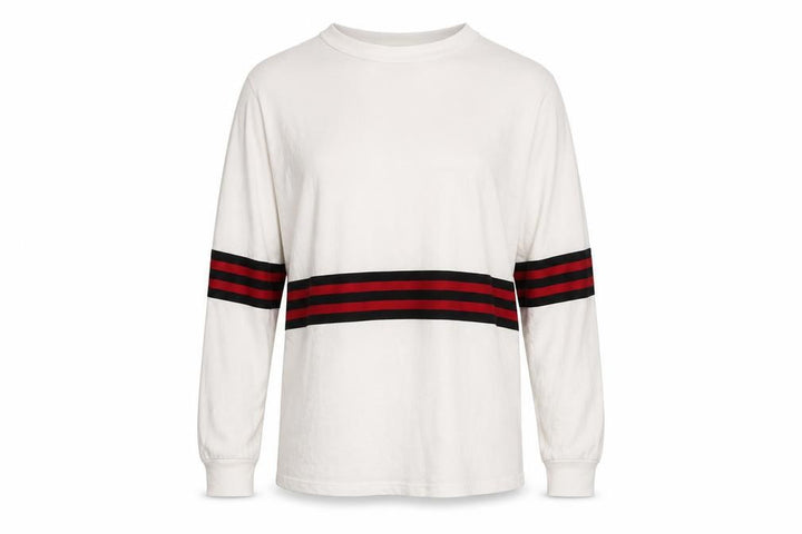 Nasty Gal Women’s White Long Sleeve Stripe Crew Neck T-Shirt UK 12