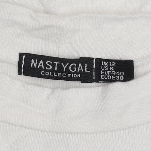 Nasty Gal Women’s White Long Sleeve Stripe Crew Neck T-Shirt UK 12