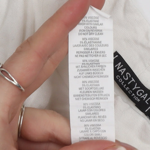 Nasty Gal Women’s White Long Sleeve Stripe Crew Neck T-Shirt UK 12