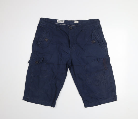 Next Men's Navy Cargo Shorts Size 38 Cotton Blend Casual