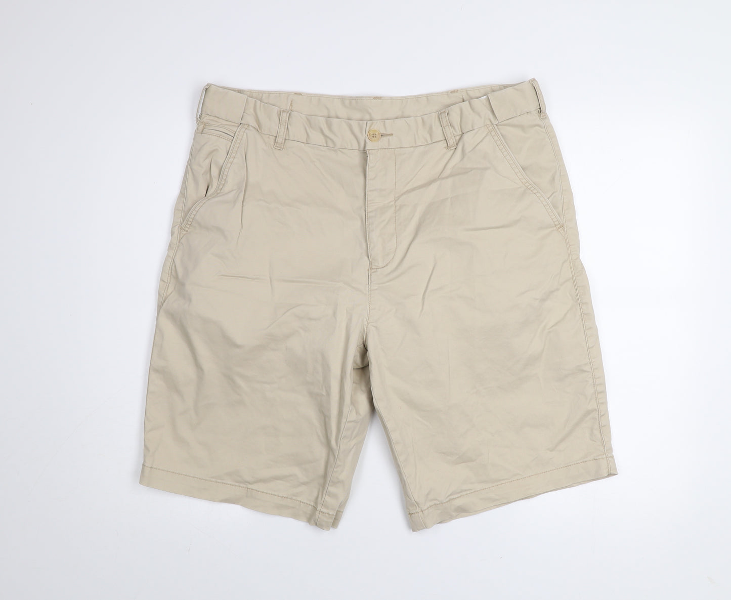 Dunnes Stores Men's Beige Chino Shorts 38in Regular Fit Cotton Blend