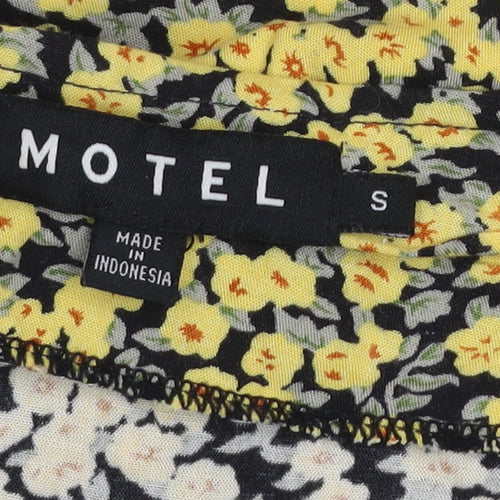 Motel Women Yellow Floral A-Line Short Viscose Skirt Size S