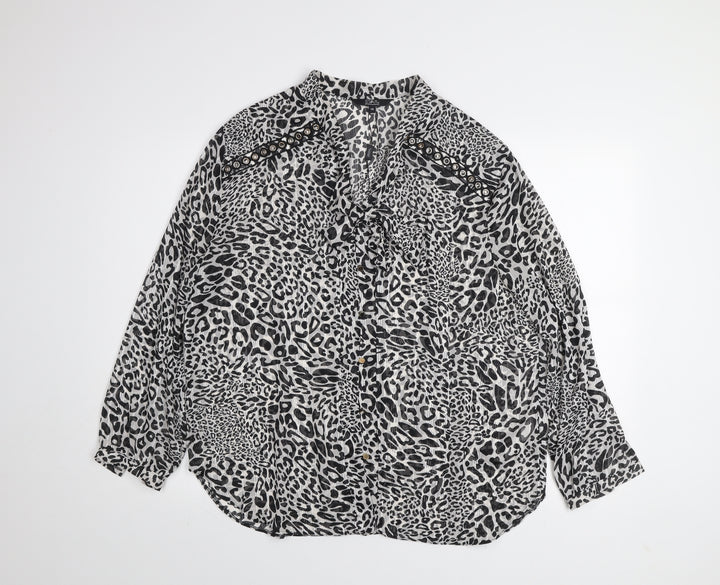 Star by Julien Macdonald Women’s Black Leopard Print Blouse Size 14