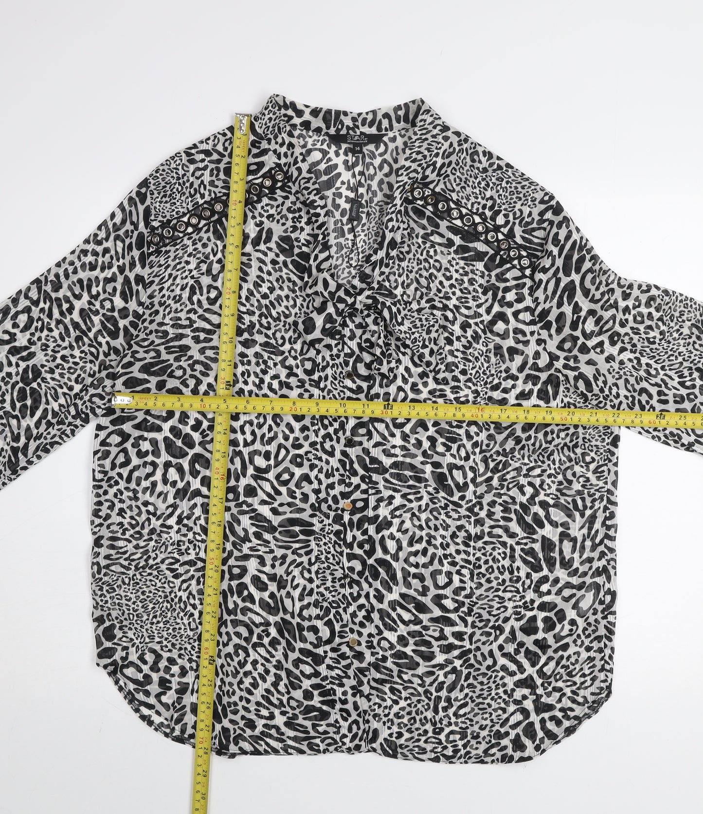 Star by Julien Macdonald Women’s Black Leopard Print Blouse Size 14