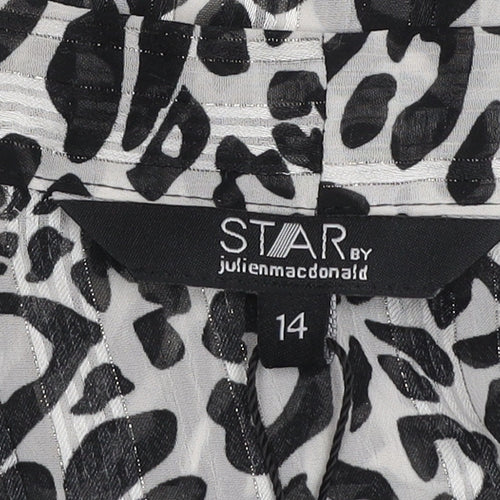 Star by Julien Macdonald Women’s Black Leopard Print Blouse Size 14