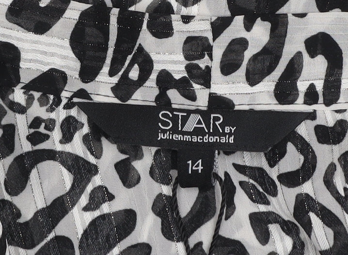 Star by Julien Macdonald Women’s Black Leopard Print Blouse Size 14