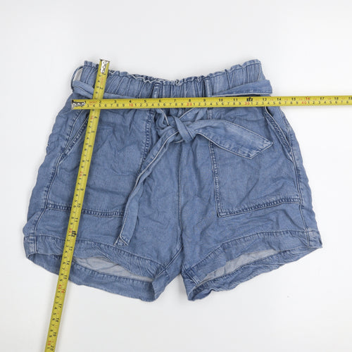 Dunnes Women Blue XS Paperbag Denim Shorts 100% Lyocell