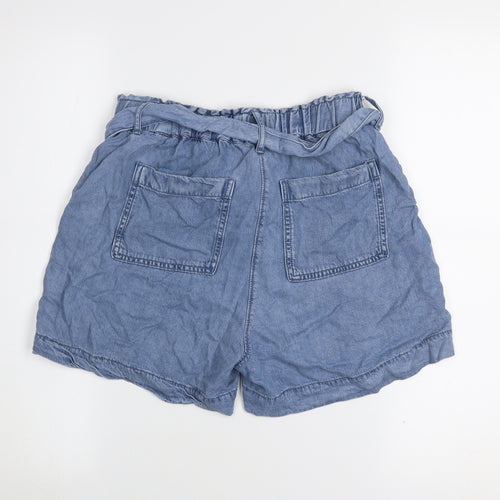 Dunnes Women Blue XS Paperbag Denim Shorts 100% Lyocell