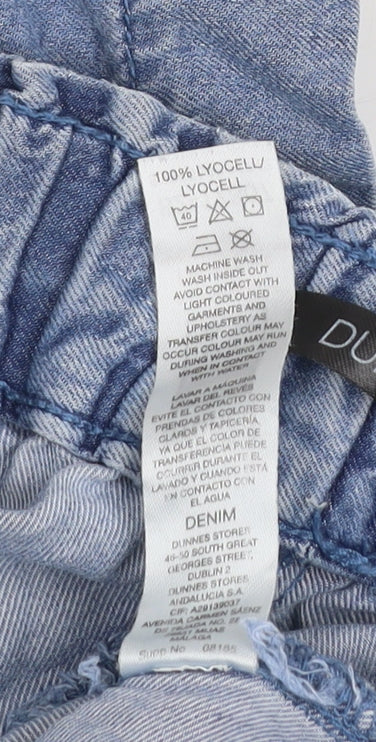 Dunnes Women Blue XS Paperbag Denim Shorts 100% Lyocell