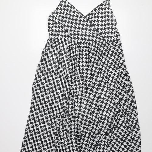 River Island Women’s Black Houndstooth Slip Dress Size 18