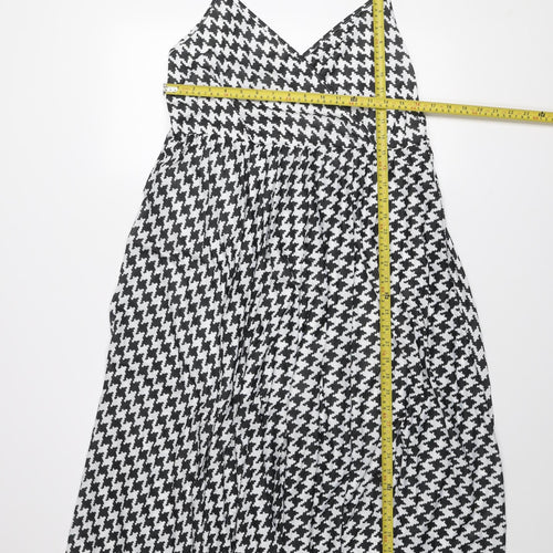 River Island Women’s Black Houndstooth Slip Dress Size 18