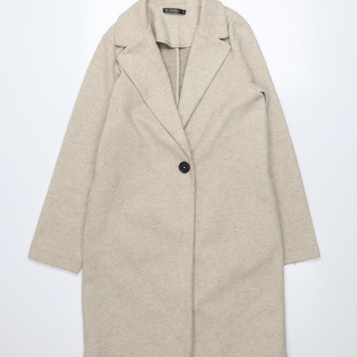 Dunnes Women’s Beige XS Mid-Length Overcoat Button Classic Style