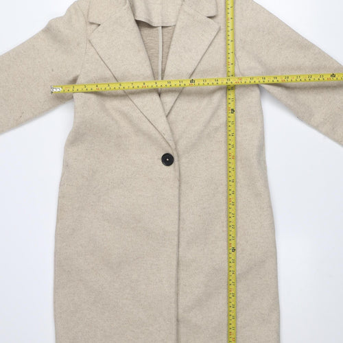 Dunnes Women’s Beige XS Mid-Length Overcoat Button Classic Style