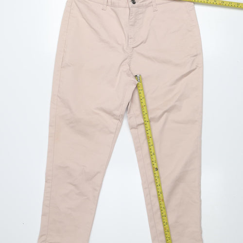 Gallery Women Beige Chino Trousers UK 12 Cotton Blend Mid Rise