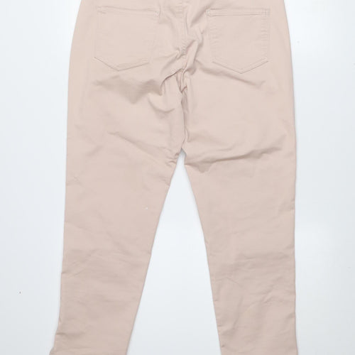Gallery Women Beige Chino Trousers UK 12 Cotton Blend Mid Rise