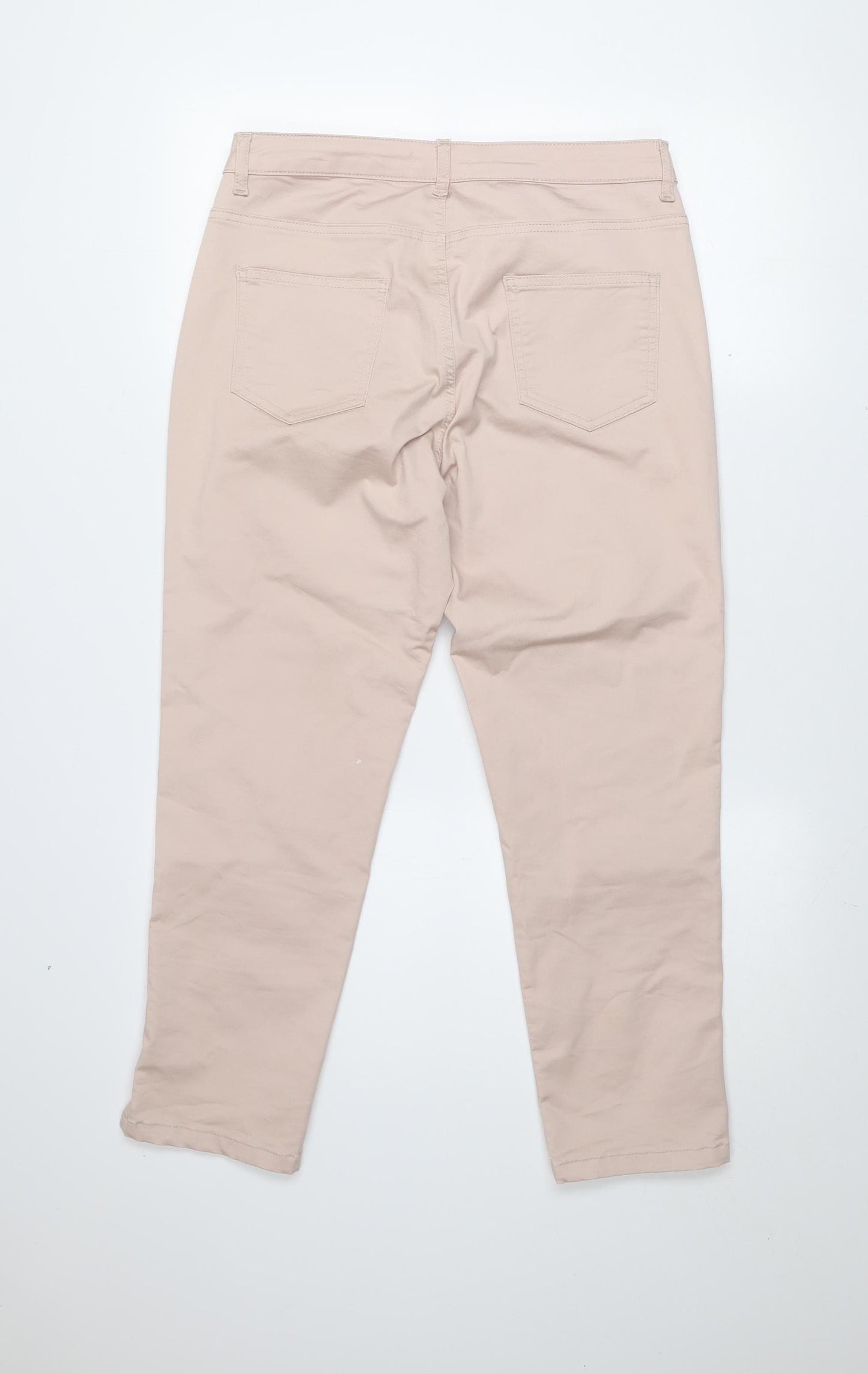 Gallery Women Beige Chino Trousers UK 12 Cotton Blend Mid Rise