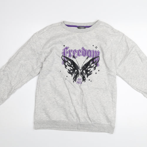 Primark Girls Grey Freedom Butterfly Graphic Pullover Sweatshirt 12-13 Years