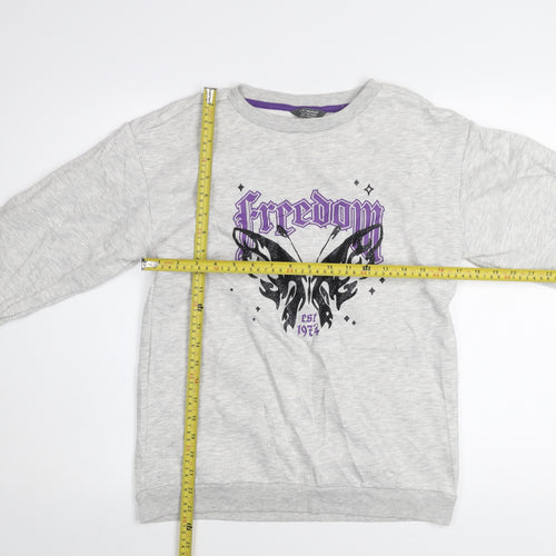 Primark Girls Grey Freedom Butterfly Graphic Pullover Sweatshirt 12-13 Years