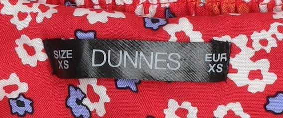 Dunnes Womens Red Floral V-Neck 3/4 Sleeve Tunic Blouse XS