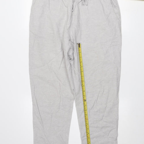 Dunnes Men's Grey Linen Blend Chino Trousers Size M