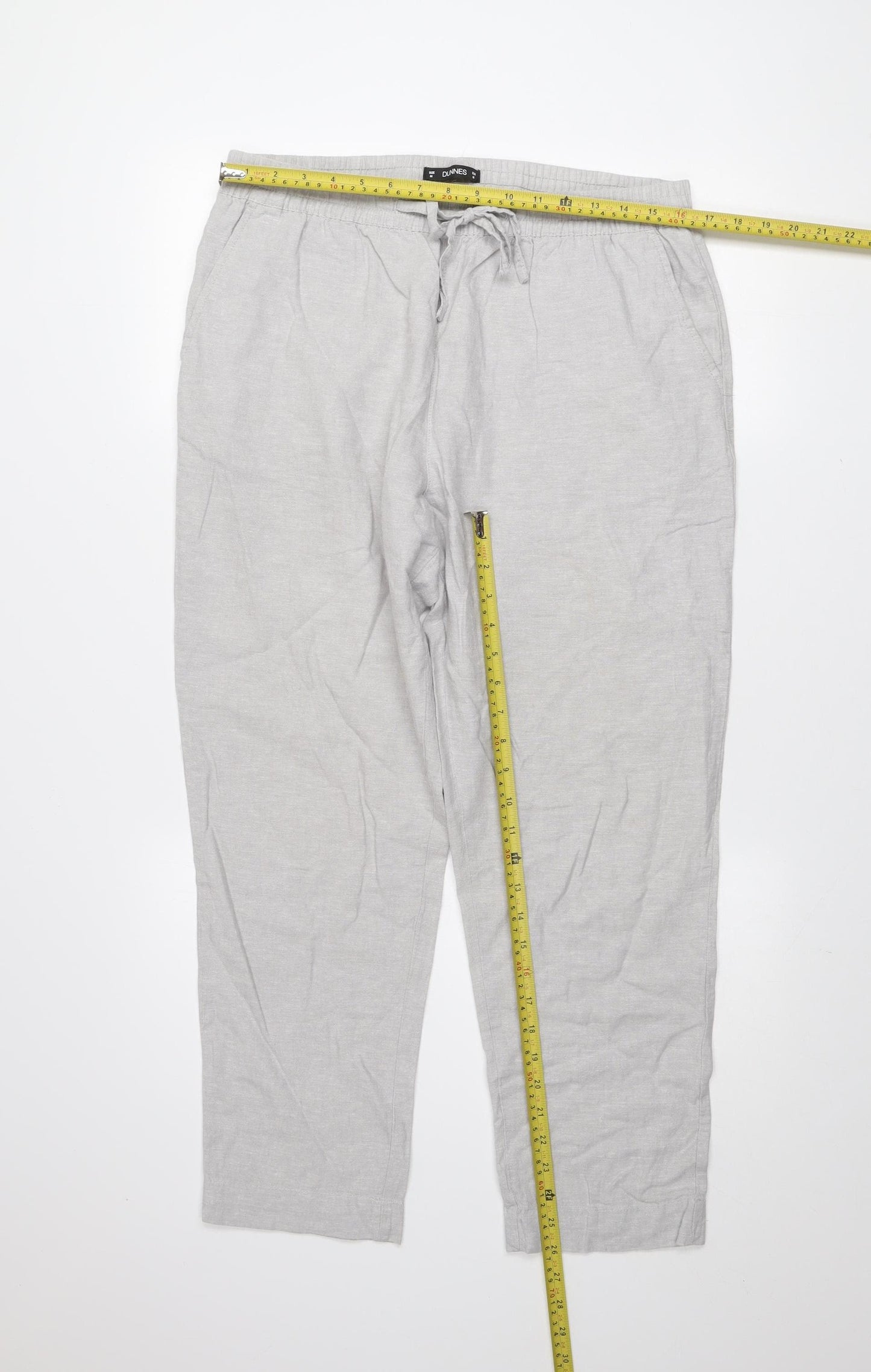 Dunnes Men's Grey Linen Blend Chino Trousers Size M