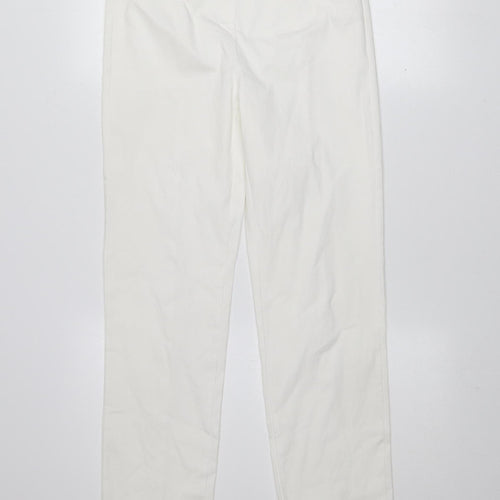 Dunnes Women White Slim Fit Stretch Cotton Trousers Size S