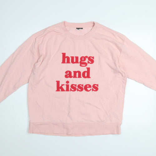Beloved Woman Pink Pullover Sweatshirt L Hugs and Kisses Graphic