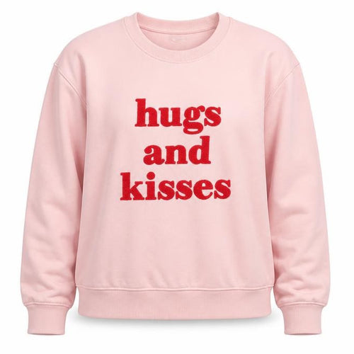 Beloved Woman Pink Pullover Sweatshirt L Hugs and Kisses Graphic